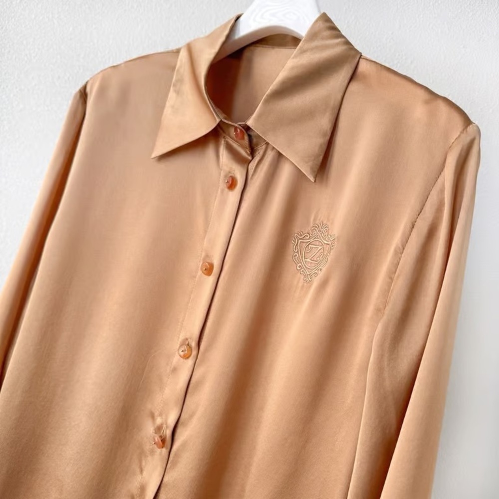 Zimmermann Satin Shirt in Warm Brown